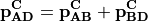 \mathbf{p}_{\mathbf{AD}}^{\mathbf{C}} = \mathbf{p}_{\mathbf{AB}}^{\mathbf{C}} + \mathbf{p}_{\mathbf{BD}}^{\mathbf{C}}